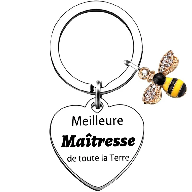 Heart Merci maitresse French Teacher Appreciation Keychain Gifts teacher Key Rings music science art dance teacher gifts