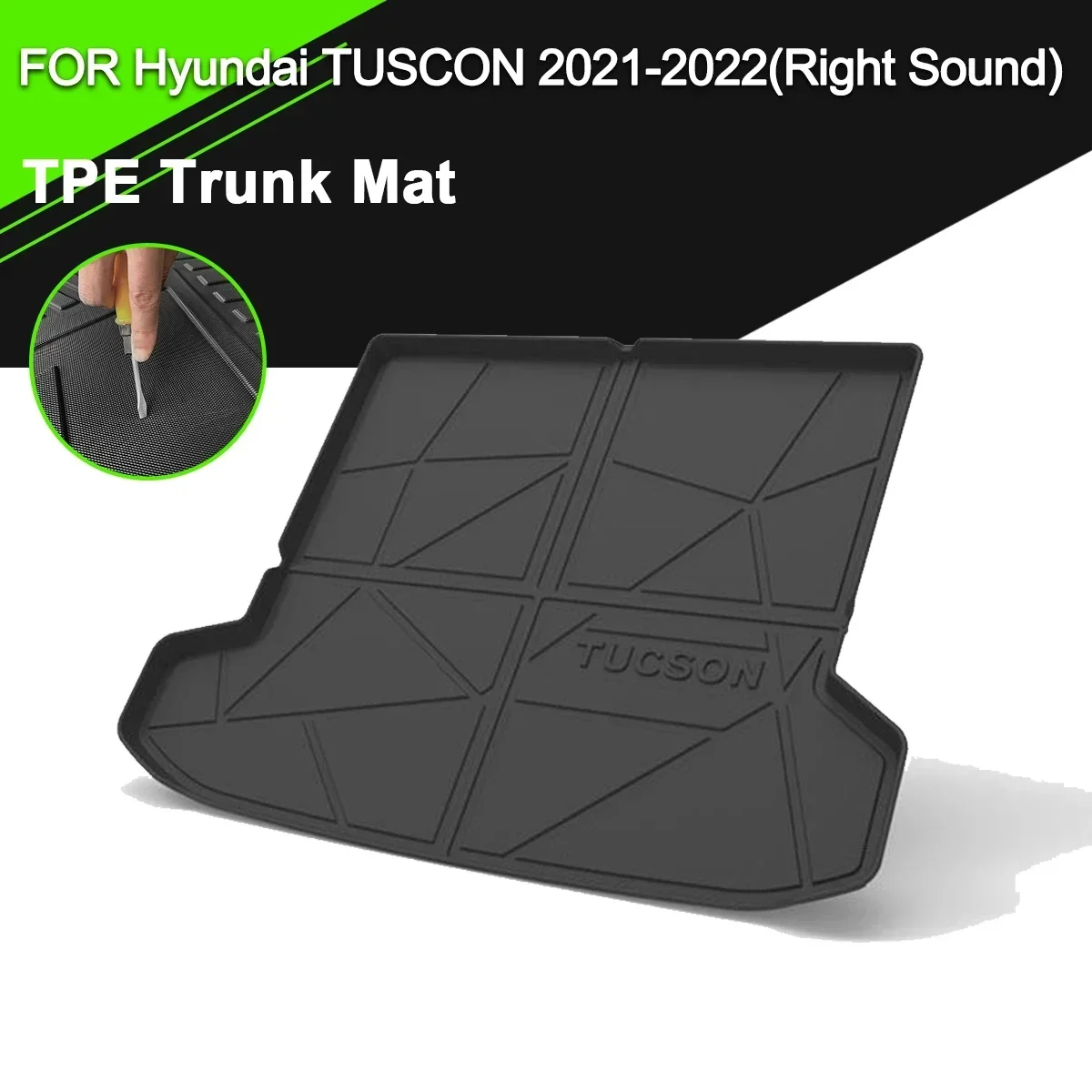 

Car Rear Trunk Cover Mat TPE Waterproof Non-Slip Rubber Cargo Liner Accessories For Hyundai Tuscon 2021-2022(Right Sound)