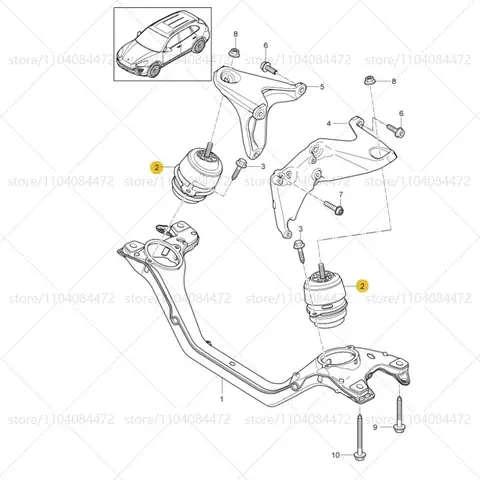 포르쉐 2011-2018 카이엔 92A 엔진 브래킷, LH 및 RH 범용, OEM 95837504910