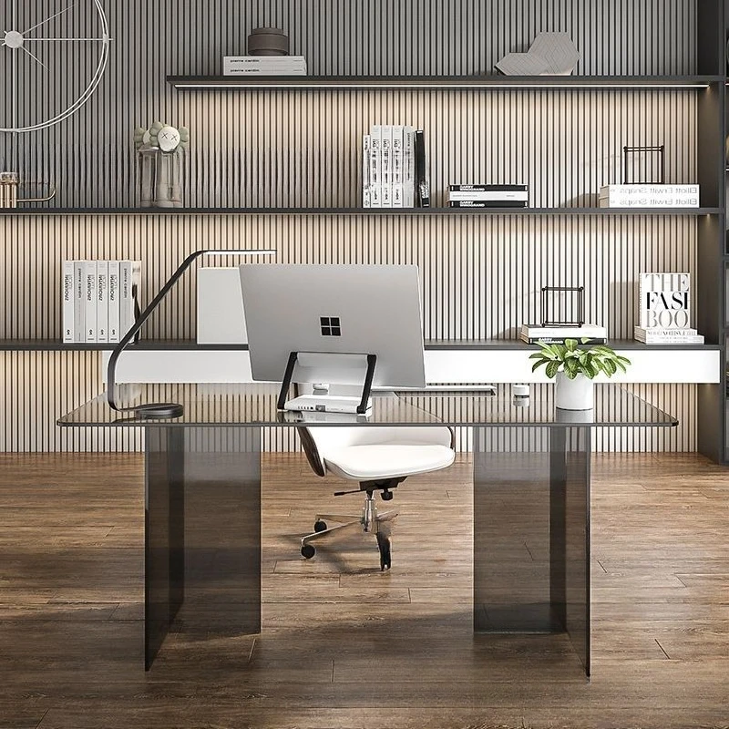 

Boss desk light luxury tempered glass computer home desk acrylic modern writing
