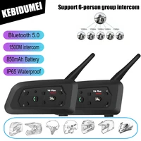 V6 Plus casco de motocicleta auriculares Bluetooth intercomunicador 1500M interfono comunicador impermeable 6 conductores con reducción de ruido