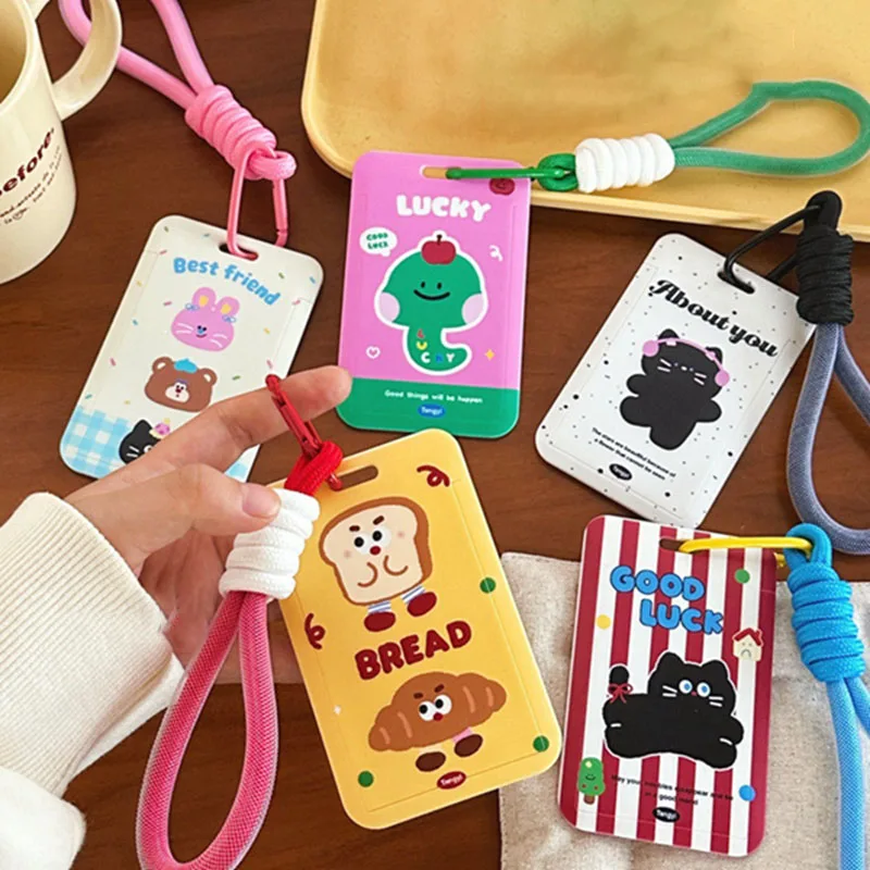 Kawaii Cartoon Animal Card Holder For Students Portable Public Transportation Documents Bank School ID Card Protection Cover