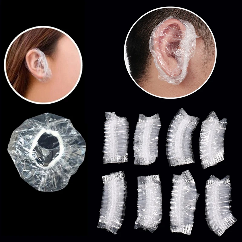 100pcs Disposable Ear Cover Waterproof Bath Shower Hair Dyeing Ear Protector Shield Earmuffs Caps Barber Tools Salon Accessories