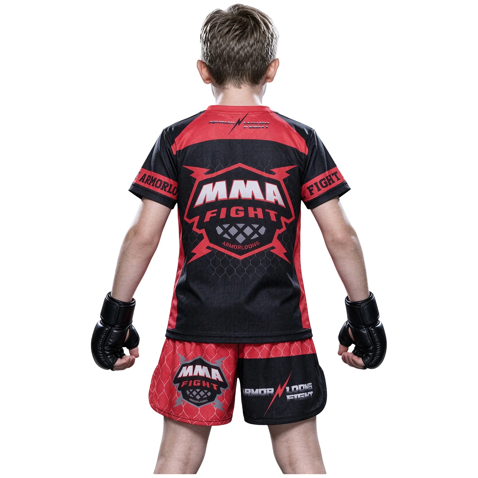 Jugend-MMA-Trainingsset für Jungen und Mädchen, Box-Outfit, Rashguard, Shorts mit seitlichen Schlitzen, Kinder-Kickbox- und Muay-Thai-Sportbekleidung – Detail 6