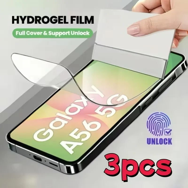 3Pcs Hydrogel Film For Samsung Galaxy A56 A55 A54 A53 A36 A35 A34 A33 A16 A15 A14 A26 A25 A24 A52 A52s A06 Screen Protector