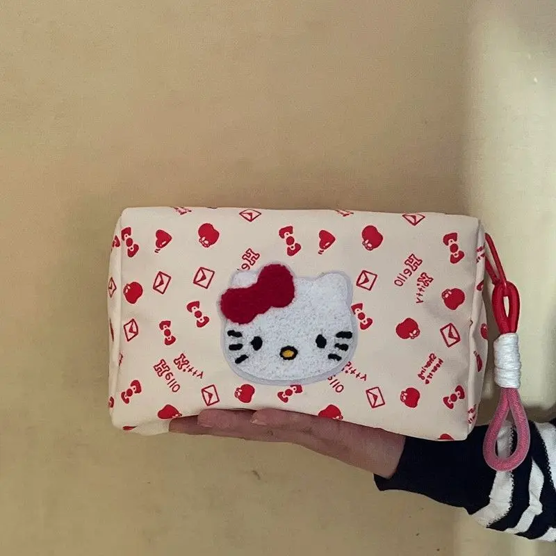 Sanrio Hello Kitty Large-capacity Cosmetic Bag Cartoon Kitty Cat Portable Travel Storage Bag Wash Skin Care Products Clutch Bags