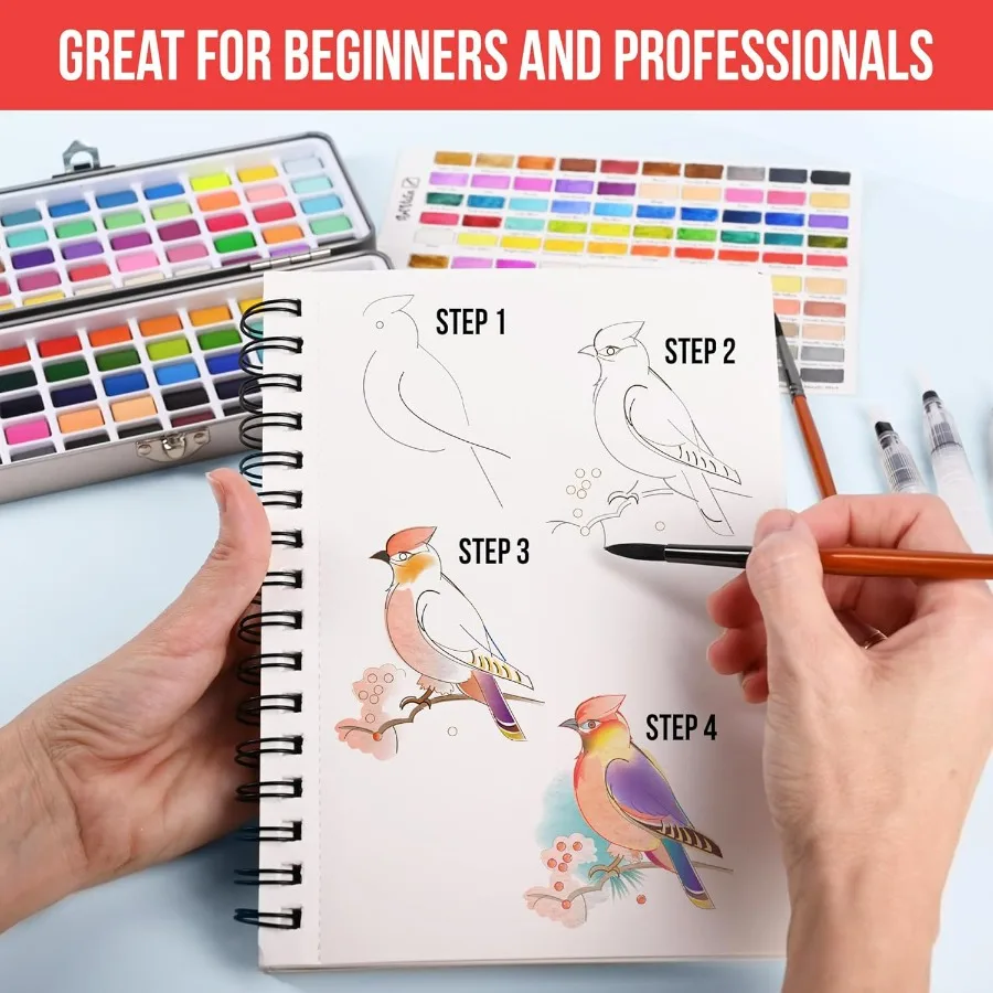 Set Cat Air dengan 100 Warna Cerah untuk Pemula dan Profesional Dewasa Menampilkan Nuansa Metalik Ukuran Perjalanan yang Ringkas A