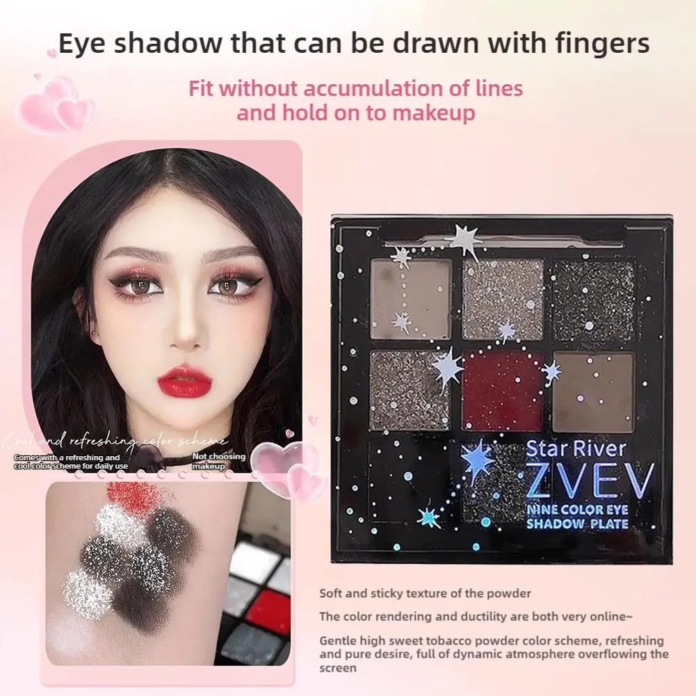 ZVEV Sweet Cool Rose Small Smoke Nine Colors Eyeshadow Eye Palette Pearlescent Babes Cool Contrast Makeups Gel Shadow Matte V5S8