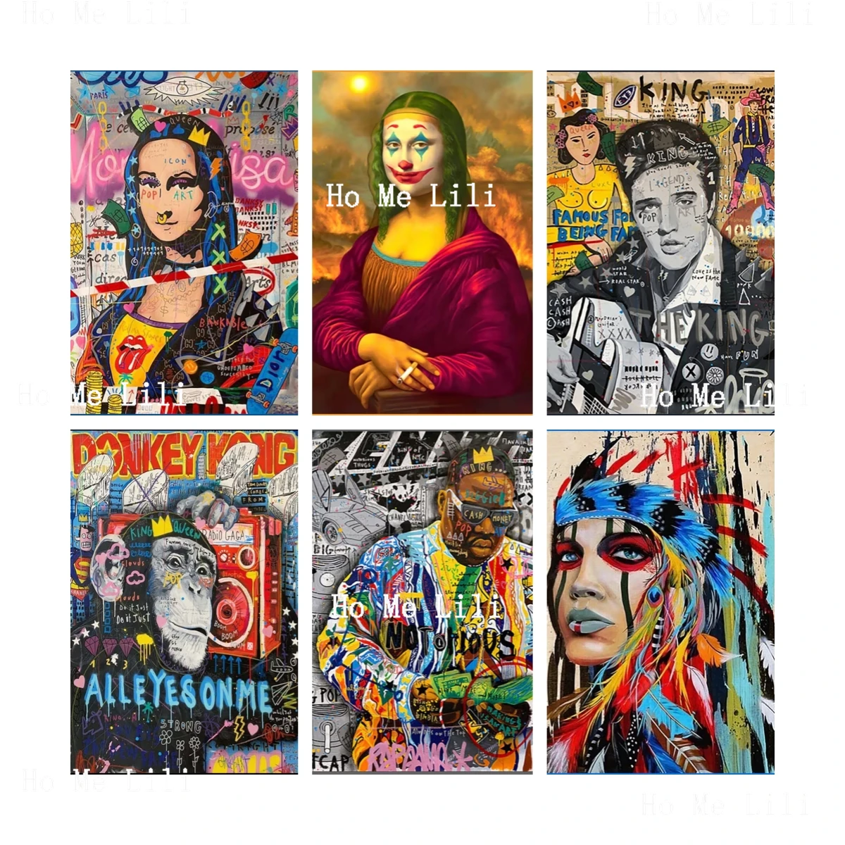 Pop art punk Mona Lisa band Clown Smokers Chimp Donkey Kong Indian Women Tribal headdress Retro Metal Signs