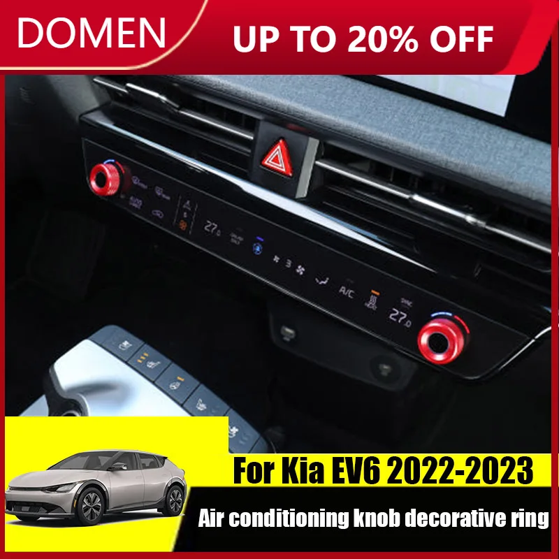 

For Kia EV6 2021 2022 2023 2024 2025 Interior air conditioning knob decorative ring made of aluminum alloy material