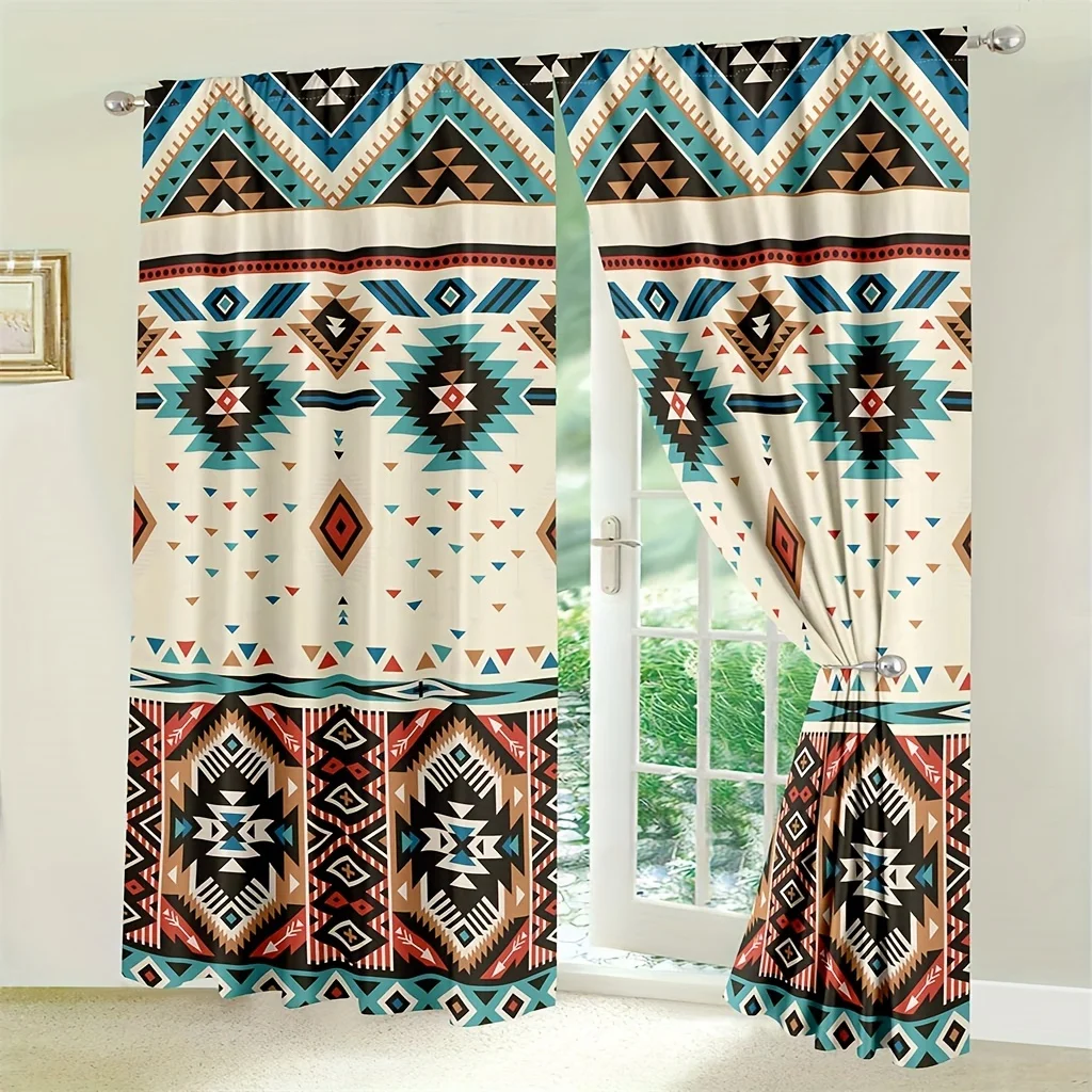 

2panels Boho Rod Pocket Vintage Patterned Curtains For Bedroom Office Kitchen Living Room Study Home Decor Free Shipping Cheap