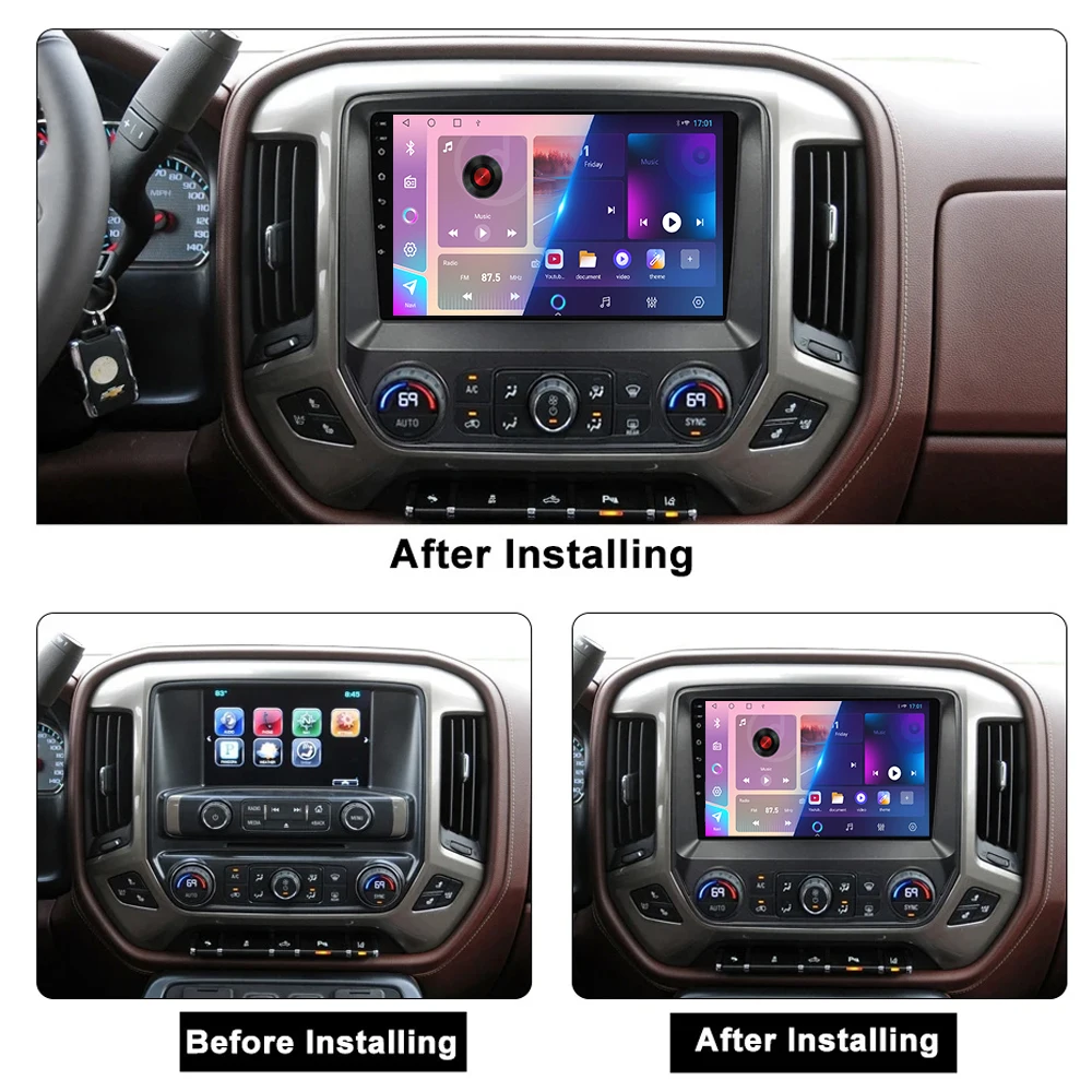 Android 14 Car Radio For Chevrolet Silverado 3 GMTK2 2013 - 2019 E53 X5 M5 Multimedia Player Navigation stereo GPS No 2 din DVD