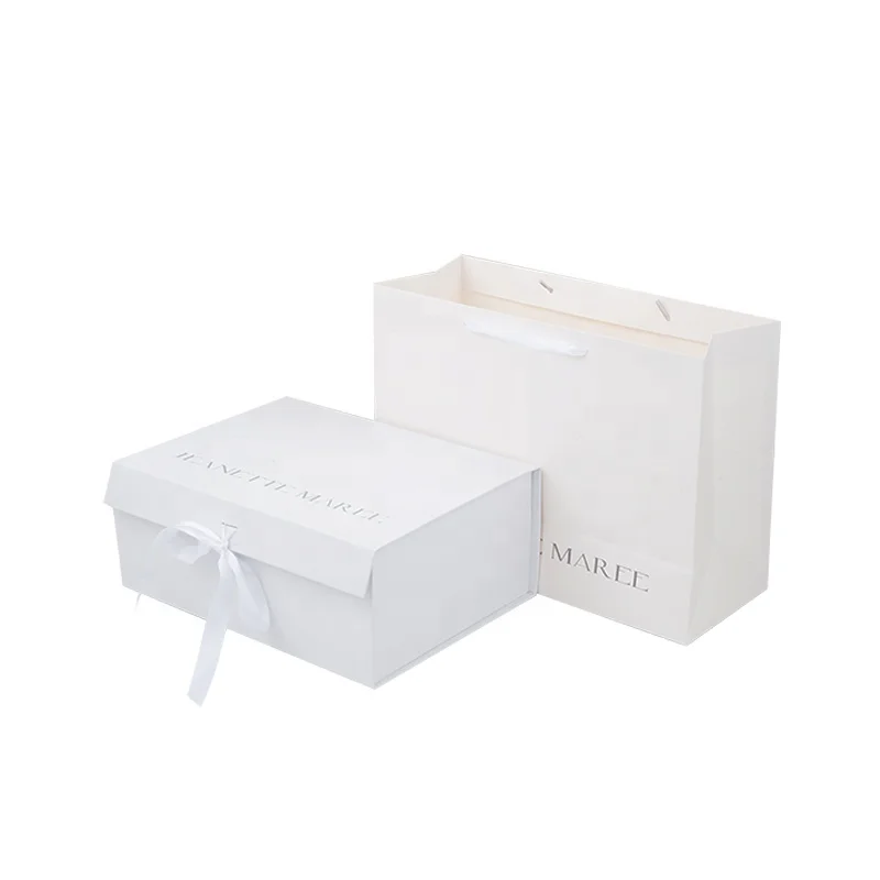 Boîte d'emballage à nœud papillon avec logo personnalisé, produits personnalisés, grandes boîtes d'emballage, papier carton, vêtements, cadeau, blanc, luxe, tr/min