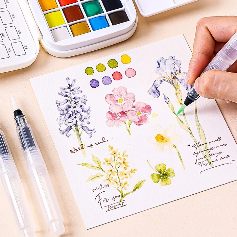 Languo 3/6pcs Watercolor Brush Pen Set Empty Refill Painting Watercolor Pens Ideal for Beginners & Artists Watercolor Brushes