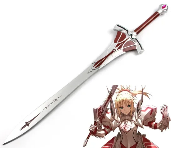 

[Funny] 108cm Cosplay Fate/Apocrypha Fate Grand Order Mordred weapon Wooden Sword model Anime Costume party gift toy