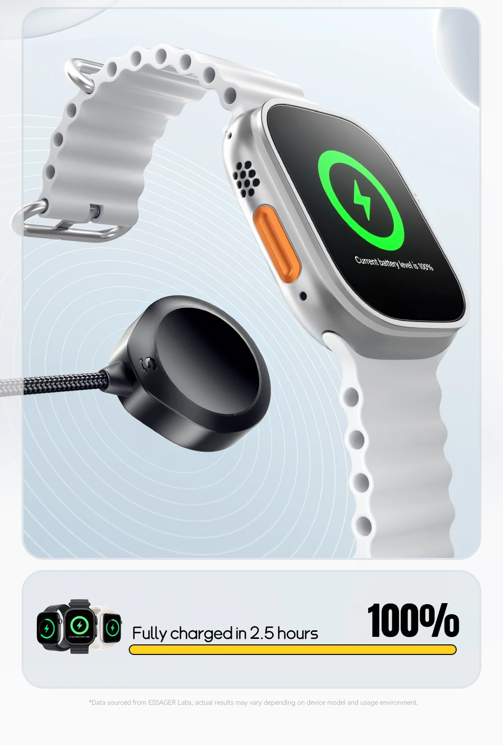 Essager 3-in-1 100 W Multi-USB-C-Ladekabel für Apple iWatch iPhone 16/15/14/13 Pro mit Typ-C-Lightning-Schnellladekabel – Detail 9