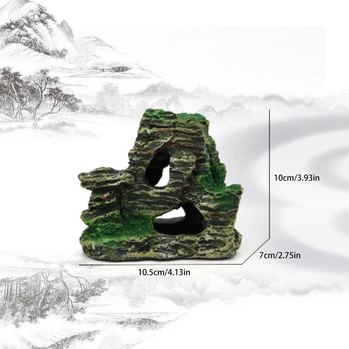 Artificial Moss Hiding Cave Mountain View Underwater Fish Tank Ornament Landscaping Craft Living Room Resin Aquarium Rockery