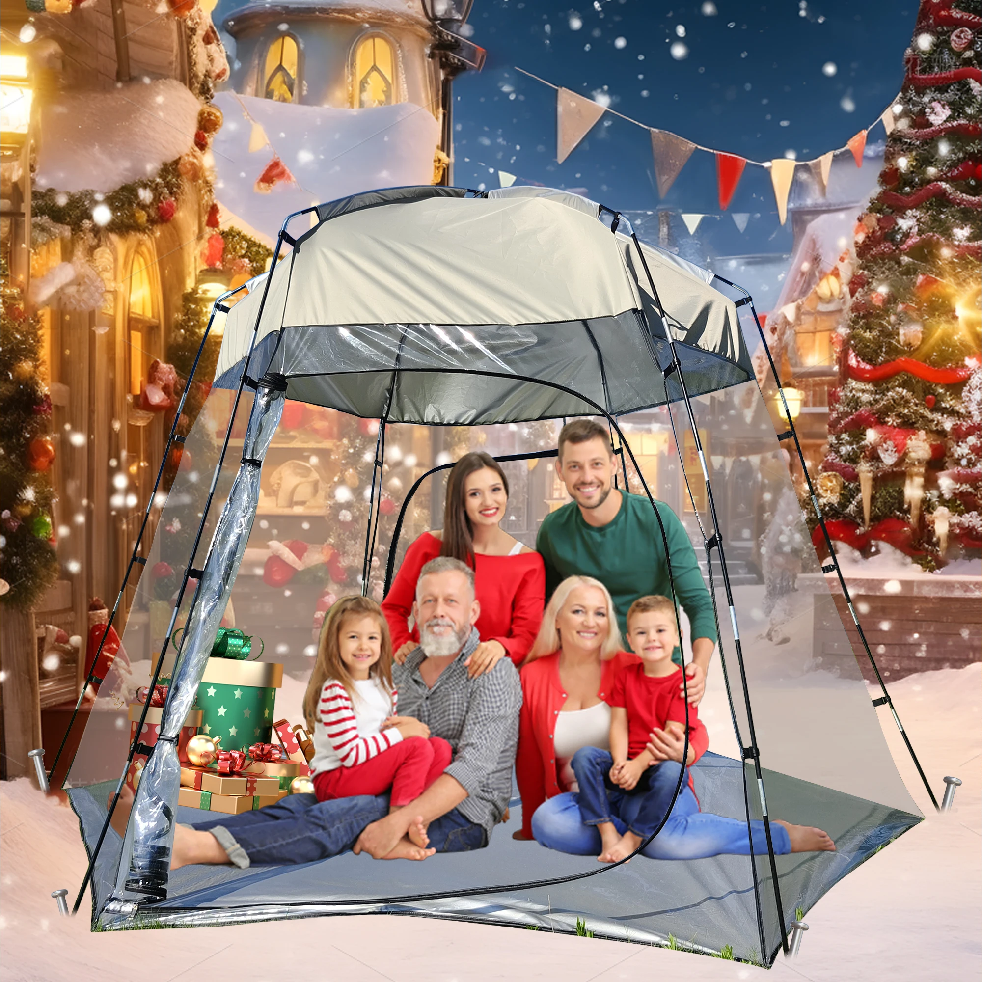 المحمولة عيد الميلاد واضح خيمة PVC يندبروف مقاوم للماء الأسرة الدافئة في الهواء الطلق غرفة الشمس فقاعة منزل شفافة مأوى دافئ #5