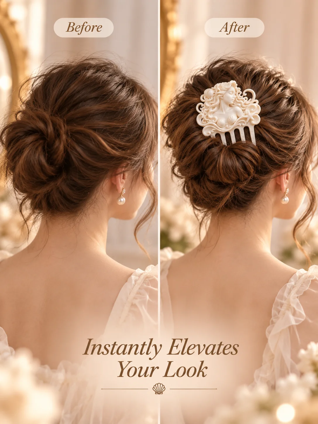 3D Printed Niche Design Mermaid Hairpin with Three-Dimensional Relief of Shells and Starfish, Unique Shape, Vintage Victorian Style, Not Easy to Clash with Other Styles, Five-Pronged Hair Fork, Practical and Easy to Wear, Also Has a Decorative Aspect, White and Gentle, Versatile for Various Hairstyles, Suitable for Daily Wear, Low-Key and High-Quality for Everyday Wear, Also Enough for Special Occasions, Creative Birthday Gift for Girlfriends, a Must-Have for Girls Who Like Niche Hair Accessories