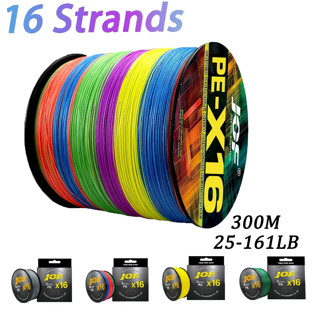 16 Strands PE Braid 300M Fishing Line 16x Braided Pesca Japanese Raw Silk Saltwater Floating Wire 300m 25-161LB Weave Tool Peche