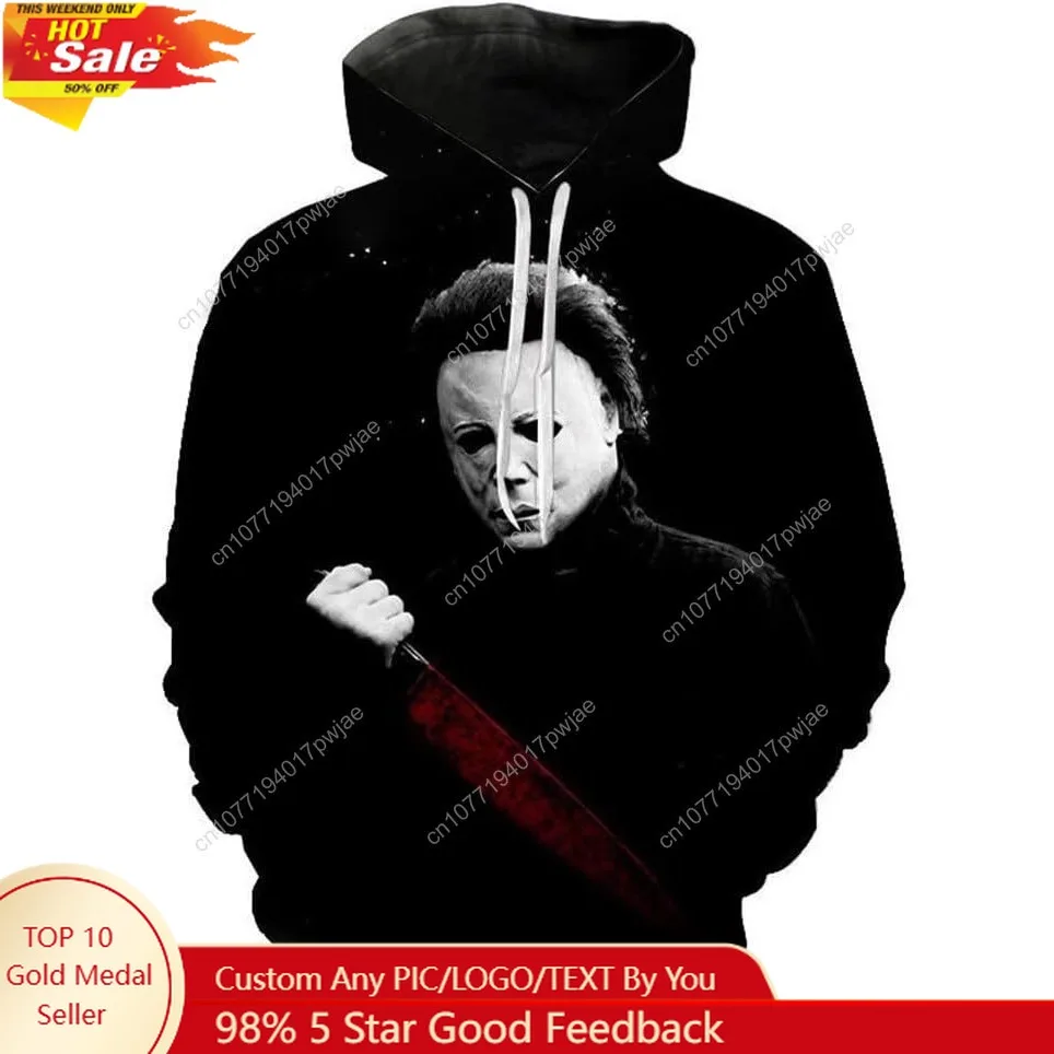 

CHLOBLOM Horror Movie Cosplay Hoodie Scary Costume Novelty Jacket Sweatshirt