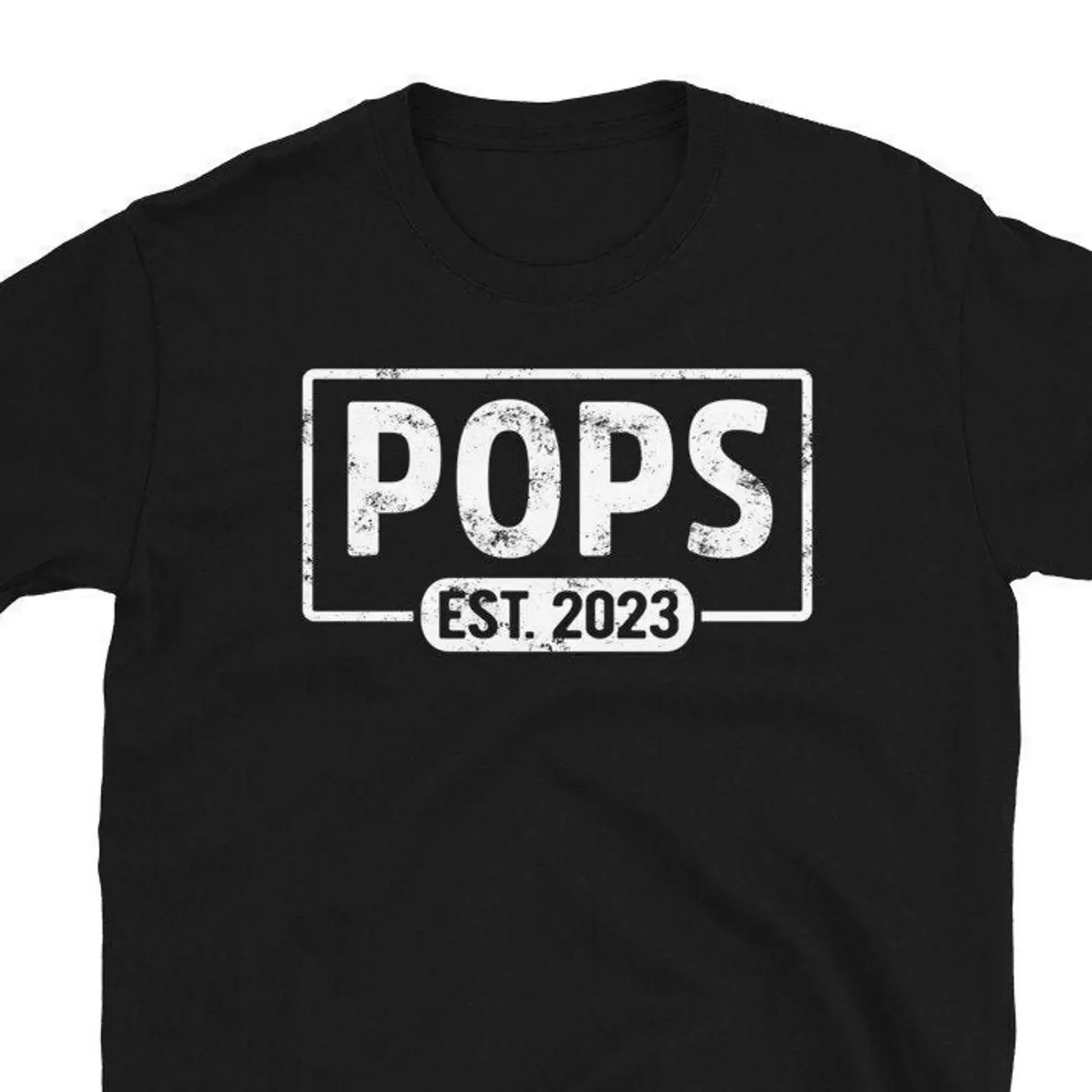 Pops Est 2023 T Shirt Promoted To New Grandpa Father's Day Casual Vintage For Him vintage Washed Top For Everyday Wear Unisex