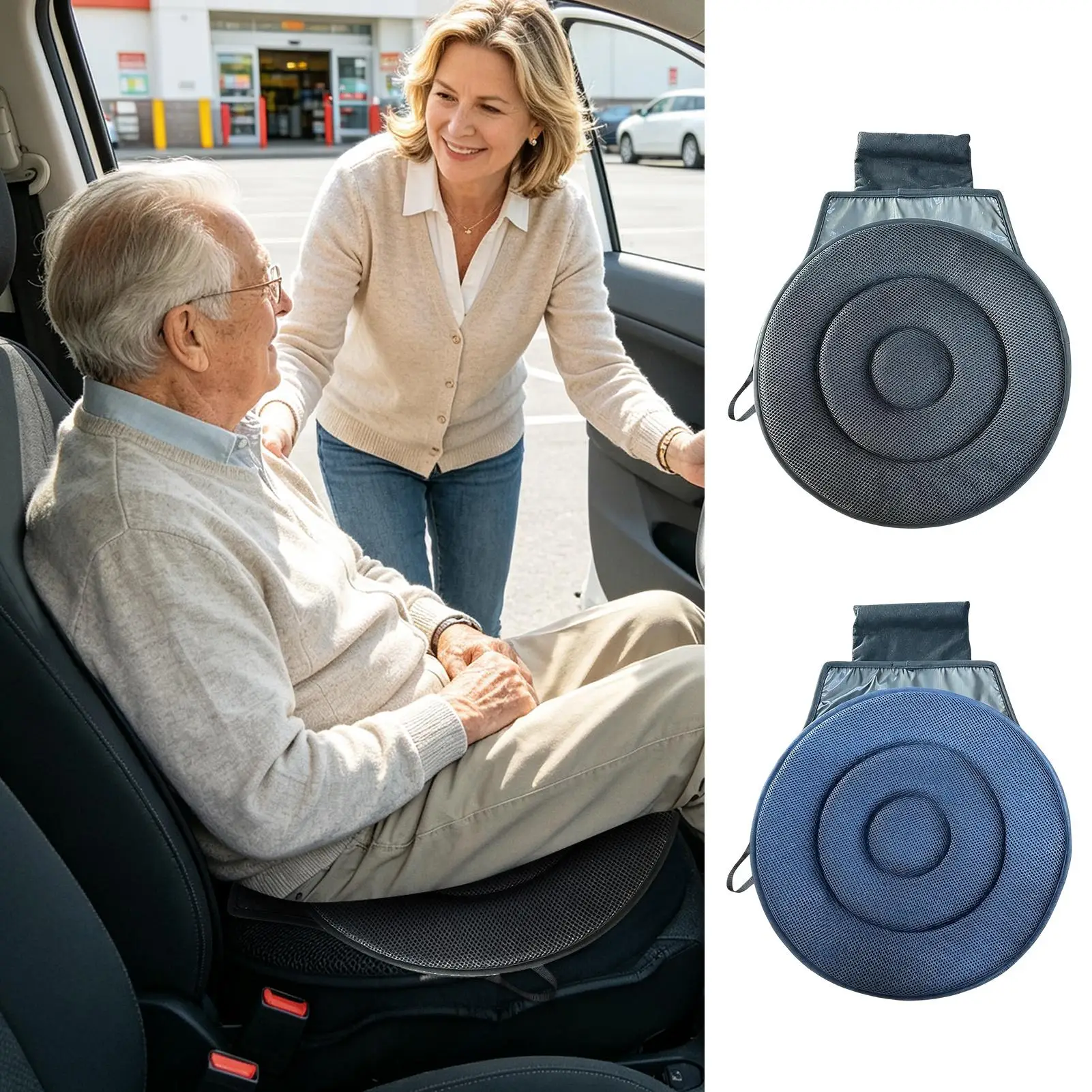 Car Swivel Seat For Elderly Lightweight Portable Pads Chair Assist 360 Degree Swivel Cushion For Car For Seniors Adults Kids