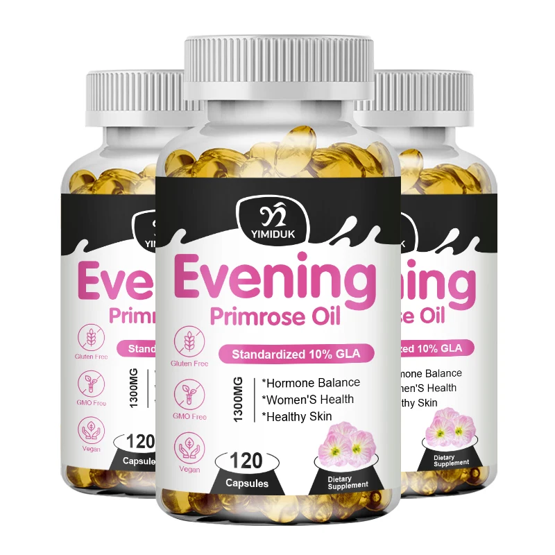 

Evening Primrose Oil Capsules - Contains Gelatin and Vegetable Glycerin To Promote Healthy Skin Immunity Balance For Women