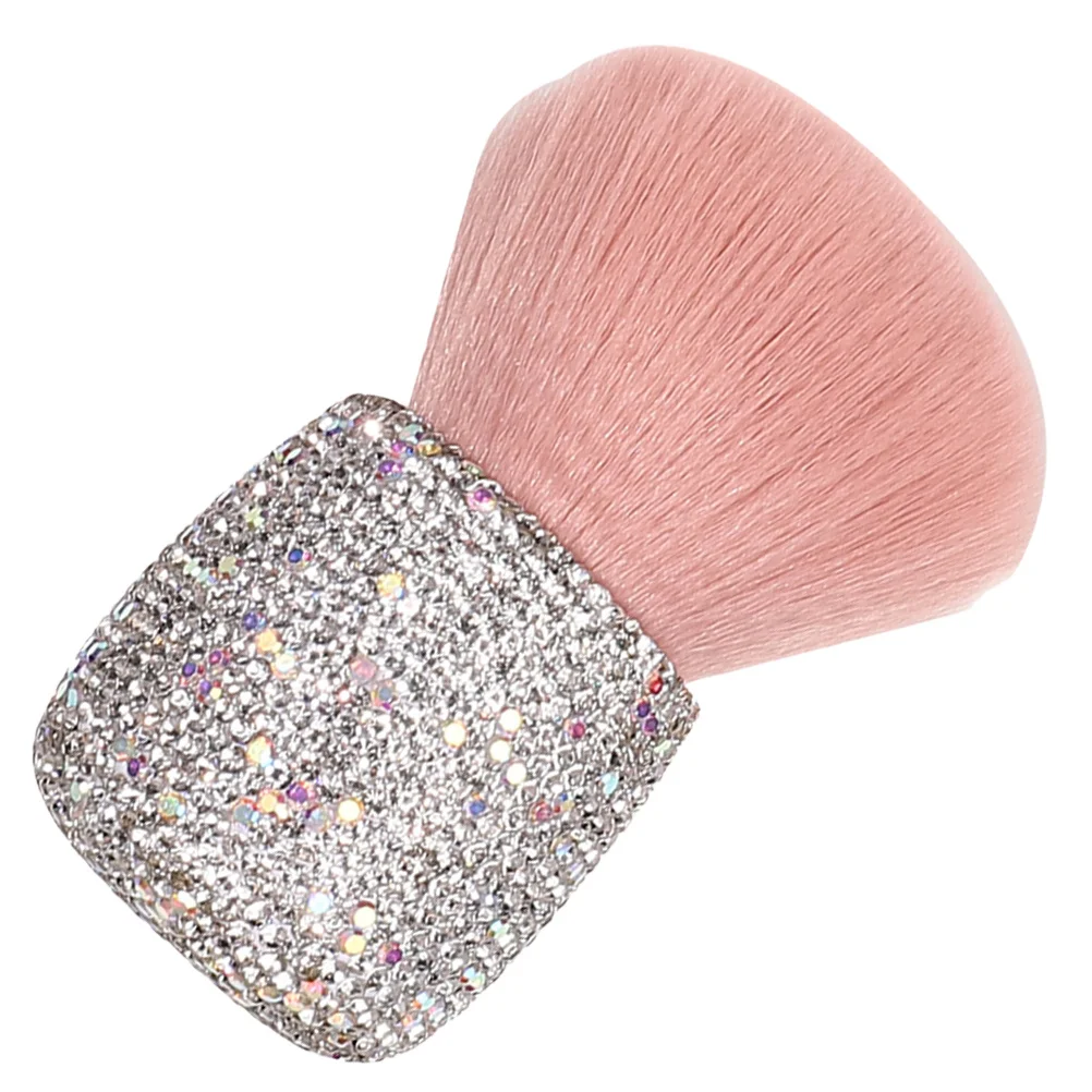 قابل للسحب الوردي حجر الراين الفطر رئيس فرشاة للمكياج السفر الوجه مسحوق أحمر الخدود مسمار الغبار فرشاة كريم الأساس المحمولة