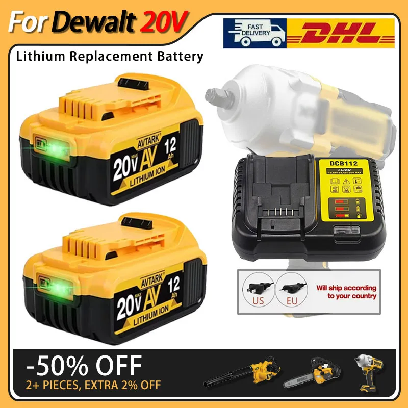 

For Dewalt 20V DCB200 Battery Screwdriver 6.0Ah/8.0Ah/12.0Ah Lithium-ion DCB612 DCB609 DCB205 DCB200 DCB182 for Dewalt 20V fer