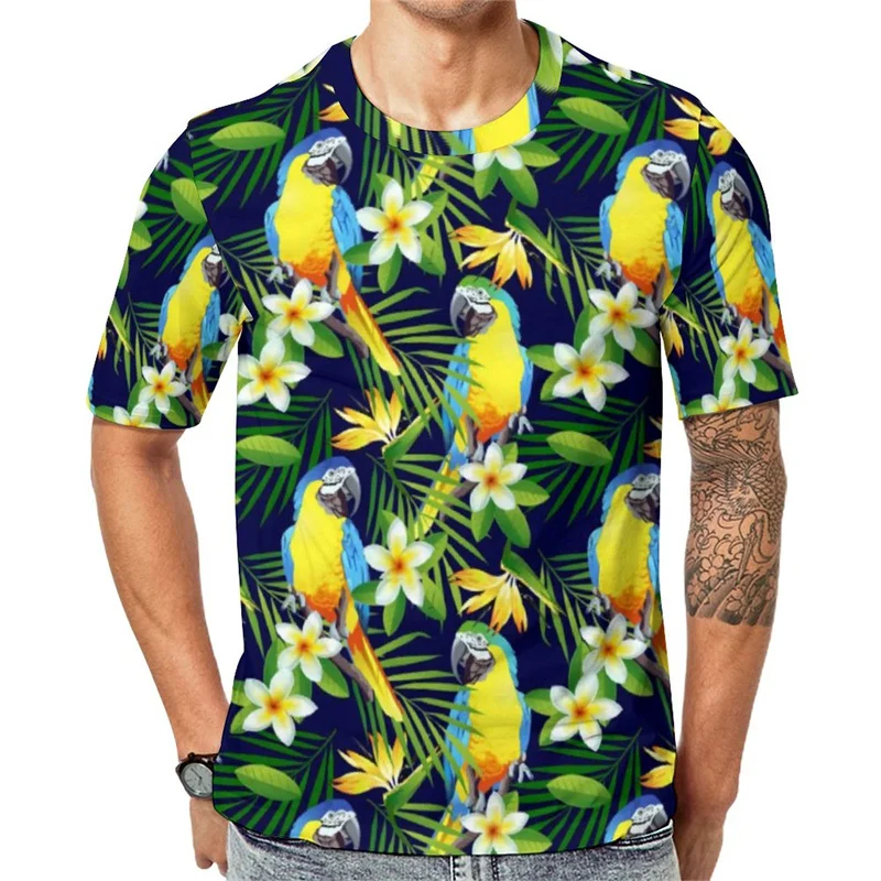 Funny Parrot Pattern 3d Printed T Shirt For Men Summer T-Shirt Large Size Casual Fashion Tee High Quality O Collar Short Sleeve