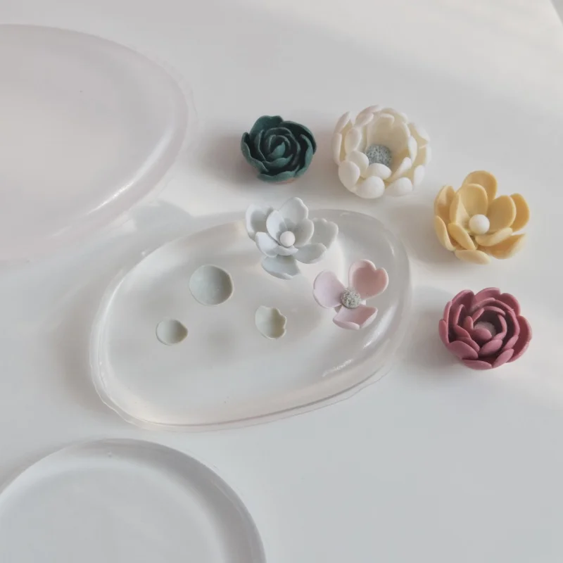 Mini almofada de silicone transparente cerâmica macia argila de polímero pétalas flor artesanal diy fazendo ins brincos ferramentas auxiliares
