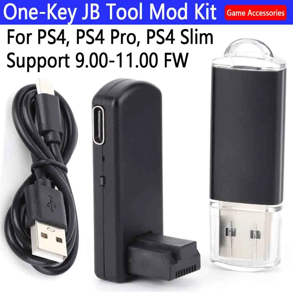 Satu kunci JB Set alat Mod Dongle USB, Kit modifikasi kabel tipe-c, aksesori Game untuk sistem 9.0-11.0 ramping PS4/PS4 Pro/PS4