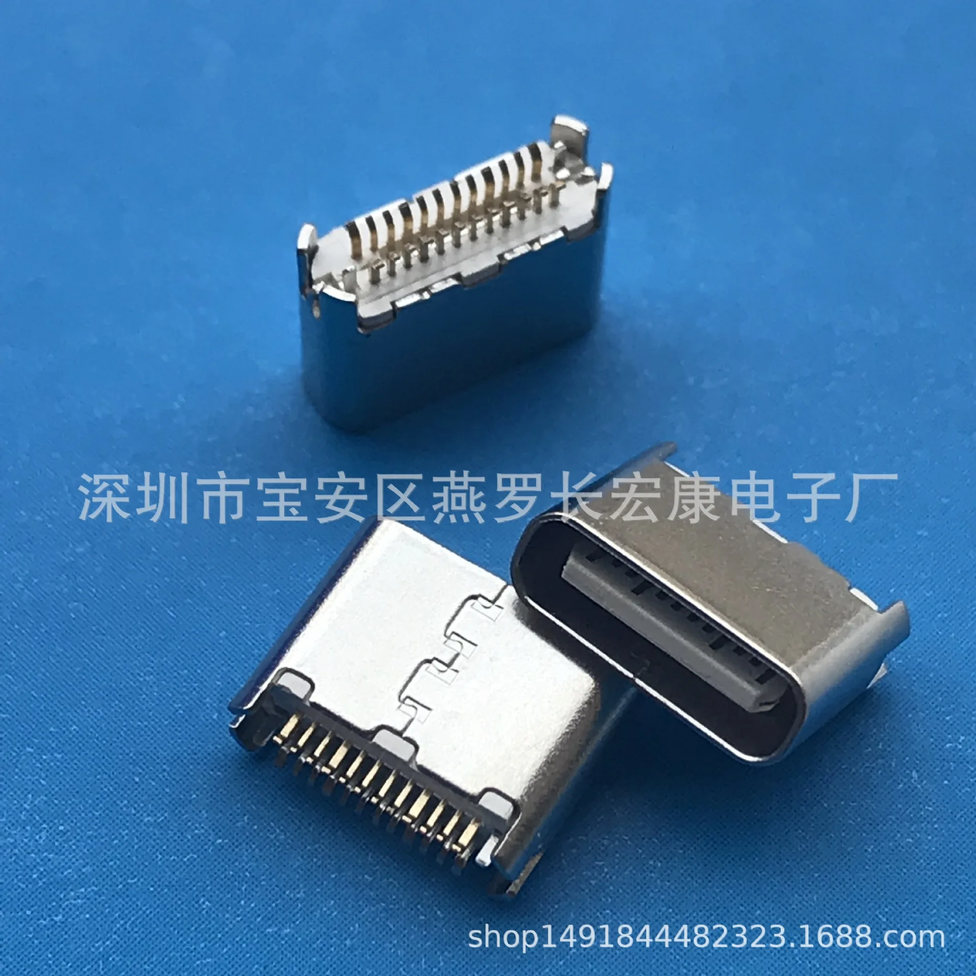 For USB 3.1 TYPE-C Female Socket Short Body 5.7mm 180 Degree Vertical In-Line Plate Type 1.0mm 24PIN