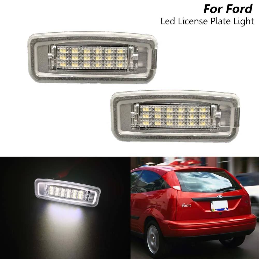

2Pcs LED Number Plate Light For Ford Focus MK1 1998 1999 2000 2001 2002 2003 2004 2005 White Light License Plate Lamp No Error