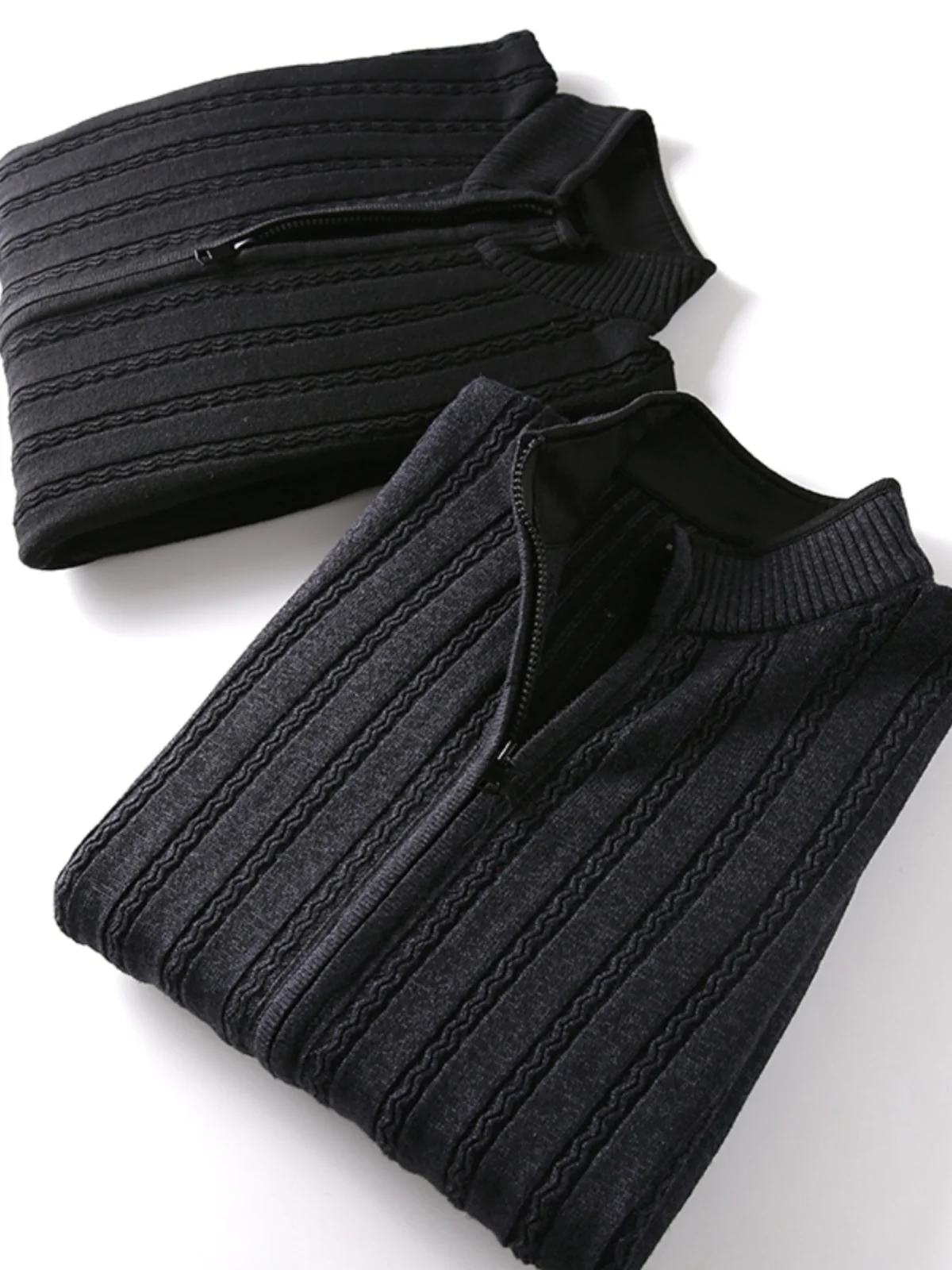 

Мягкий и удобный мужской вязаный кардиган с длинным рукавом, воротником-стойкой, для осени и зимы, модный повседневный однотонный свитер с вышивкой