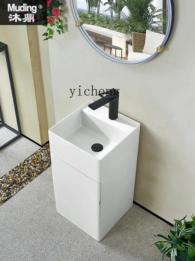 

LYY Artificial Stone Whole Washbin Wash Basin Cabinet Combination Storage Column Wash Basin Square Cream Style Bathroom Cabinet