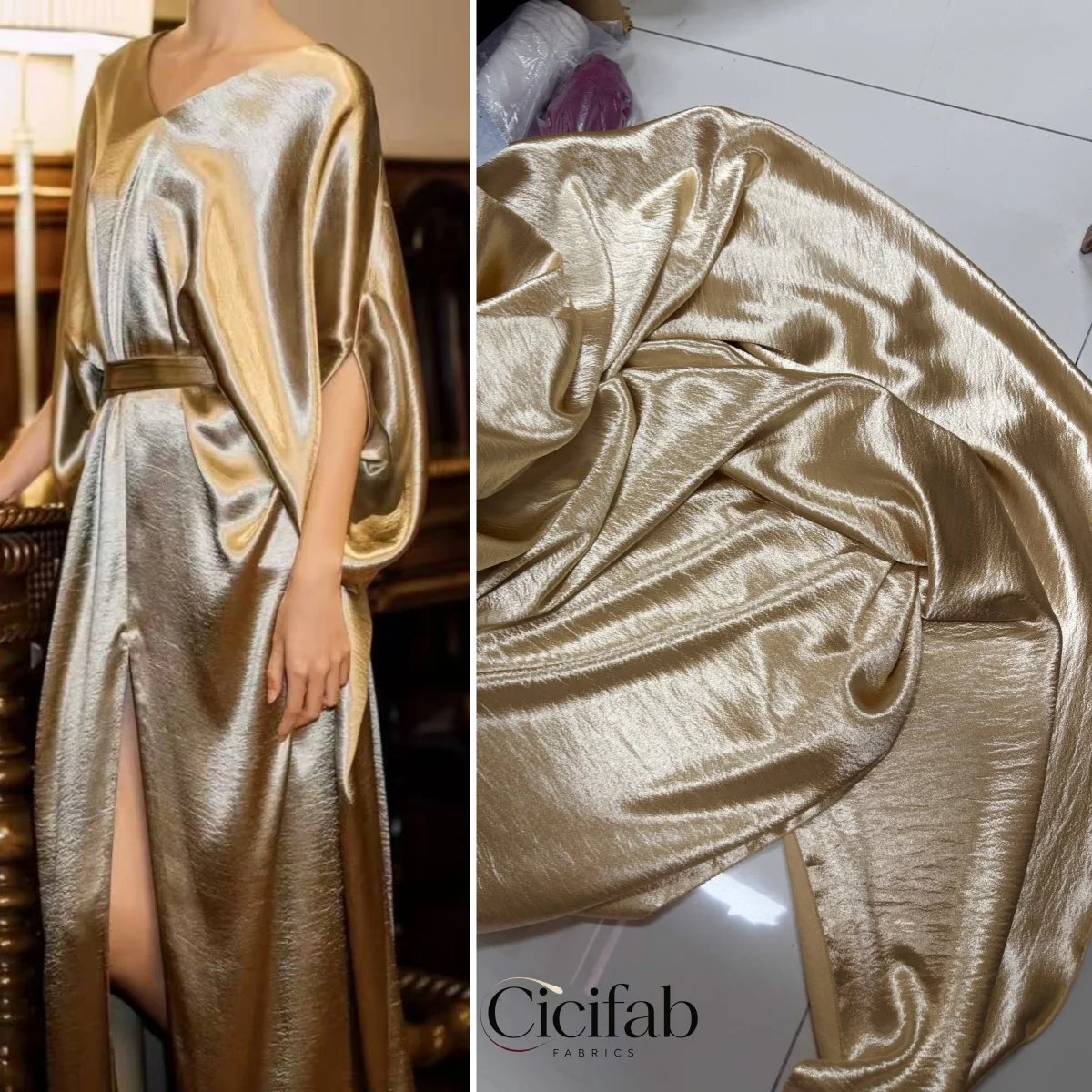 Champagne Satin Fabric Glossy Smooth Satin Cloth Sewing Wedding Dresses Evening Gowns  Wedding Backdrop Drapery Tablecloth Party