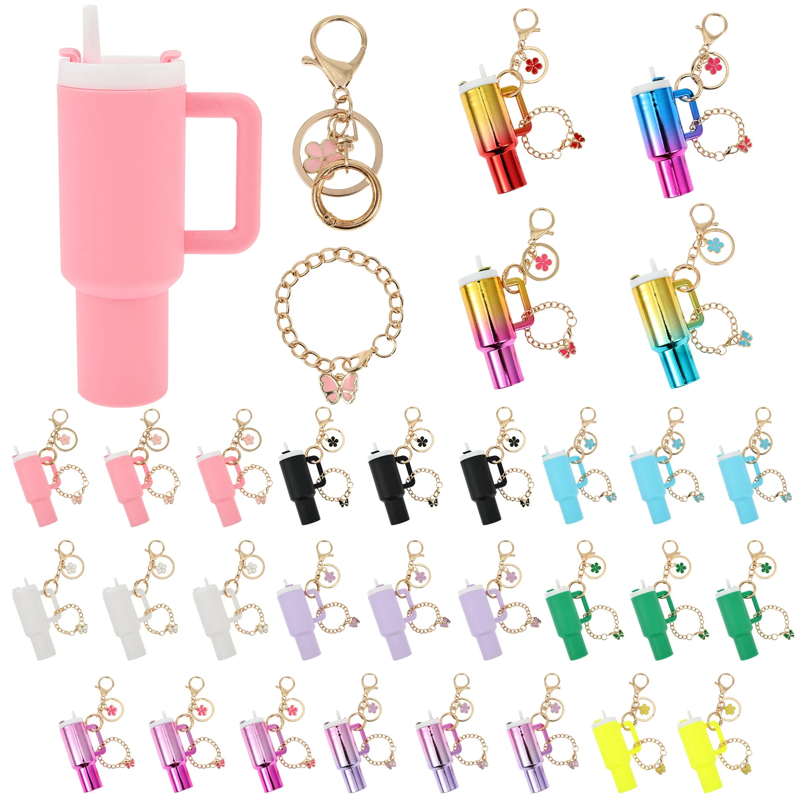10/12/30 Pcs Mini Tumbler Keychain Cup Keychain Lip Balm Holder Decorative Handbag Charms Key Ring for Purse Backpack Handbag