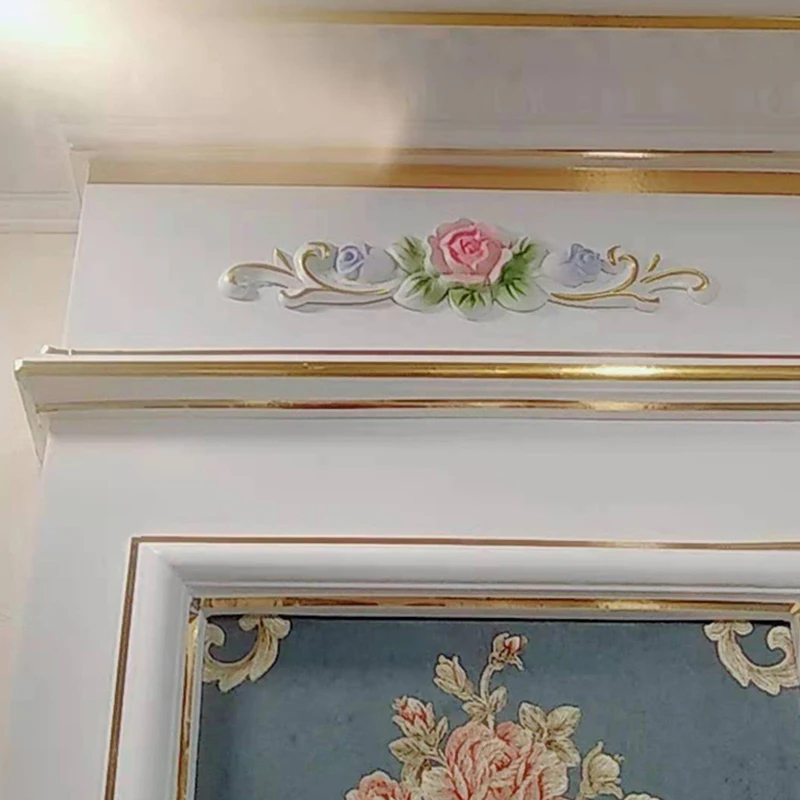 1 Pcs Victorian Ornate Decor PVC Wall Applique Corners Moulding Mold Onlay Carved Figurine Crafts Cabinets Furniture Decor Frame