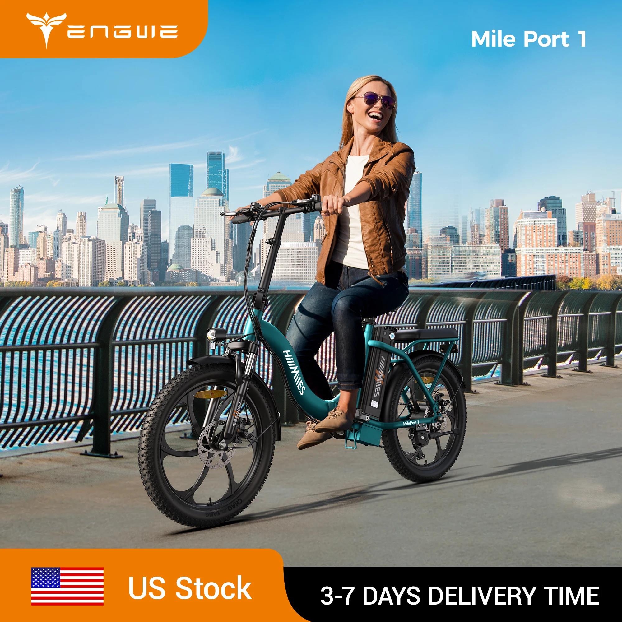 

Складной электронный велосипед MilePort 1, двигатель 250 Вт, аккумулятор 36 В, 13 Ач, 25 км/ч, толстые шины 20 x 3,0 дюйма, подвесная вилка, 7 скоростей, дальность действия до 100 км