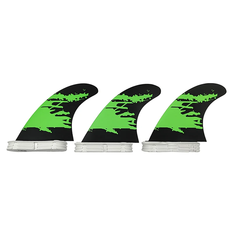 Surfing Double Tabs 2 Fin Fiberglass Honeycomb M Size UPSURF Surfboard Fins Green Color 3 pieces set stand up Paddle Board