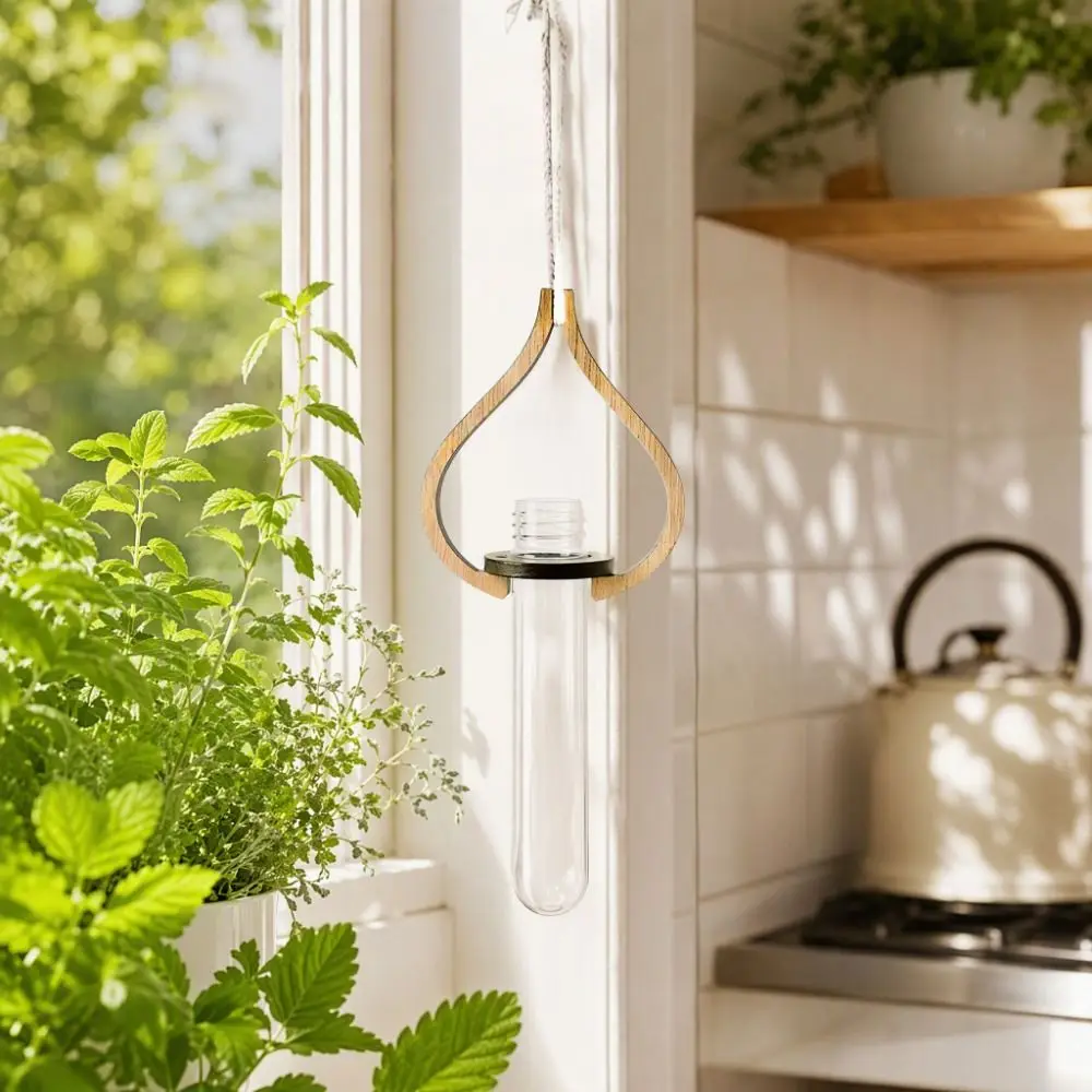 Wooden Hydroponic Planter Shelf Vase Home Ornaments Wall Mounted Planter Star Hollow Out Hanging Flower Pot Bedroom Window