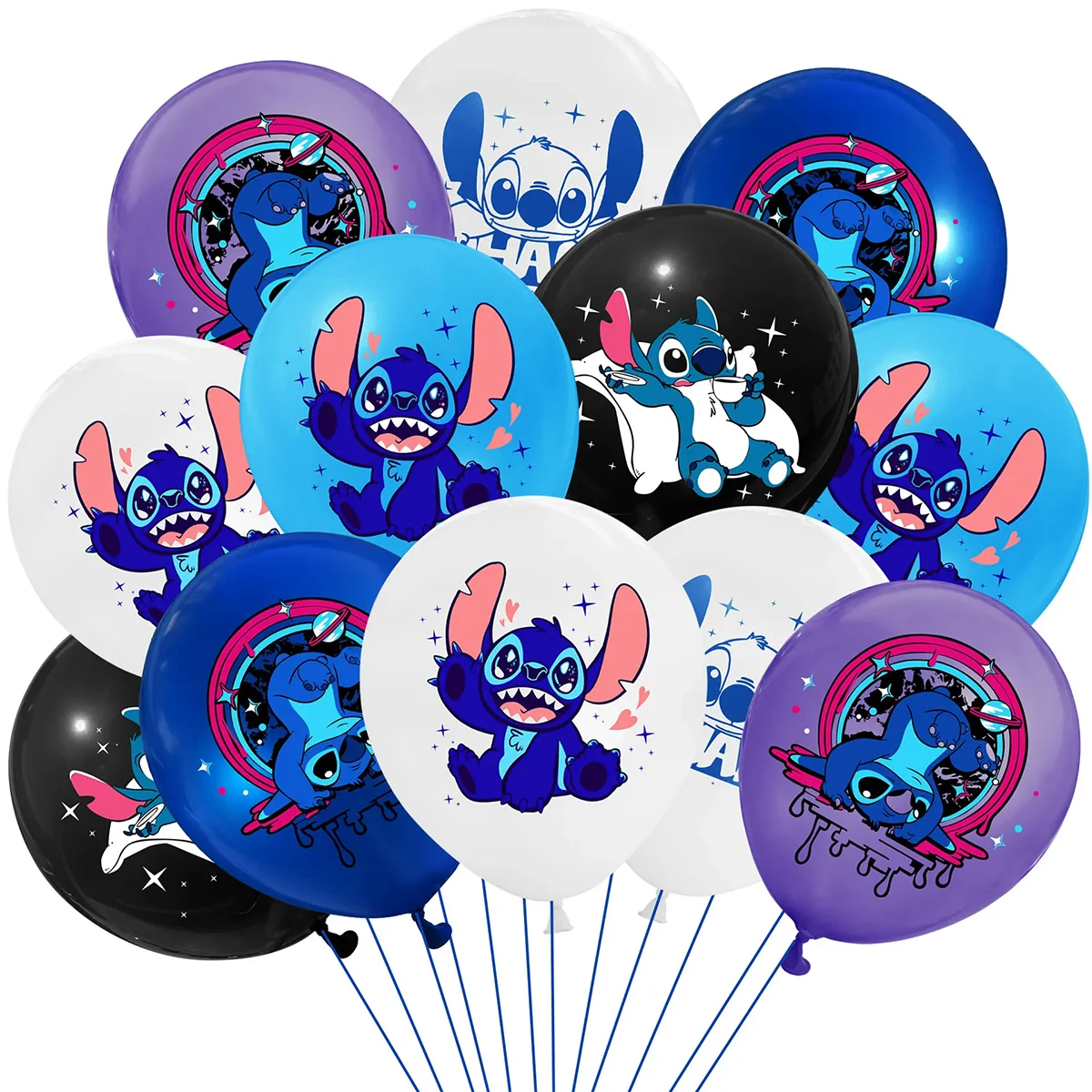 12 pçs disney lilo & stitch festa balão de látex das crianças feliz aniversário festa decoração suprimentos do chuveiro do bebê crianças brinquedos presentes