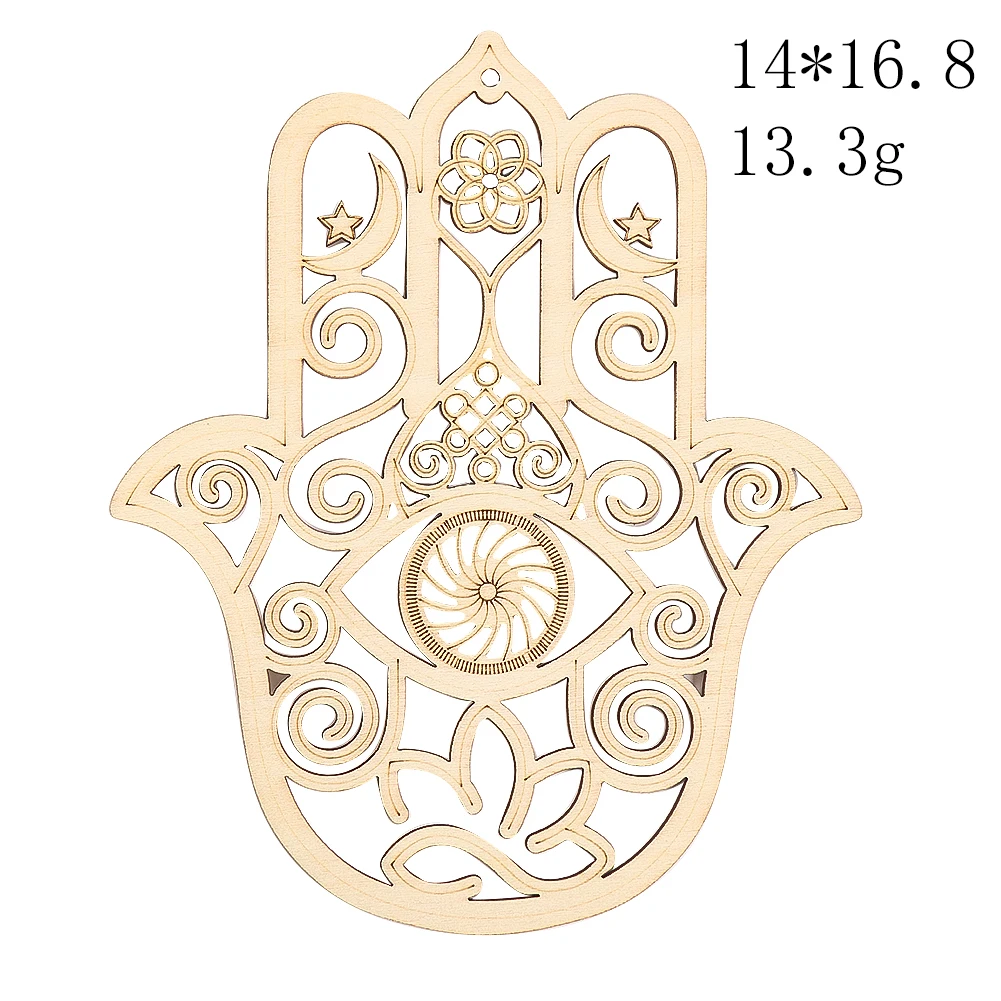 

15cm Wooden Stand Tray Crystal Jewelry Display Chakra Energy Yoga Buddhist Text Mat Fatima Hands Flower of Life Plank