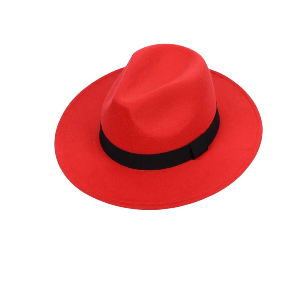Vintage Solid Color Men's Felt Hat Elegant British Style Woolen Flat Top Hat Classic Big Brim Women Jazz Hat Church Events