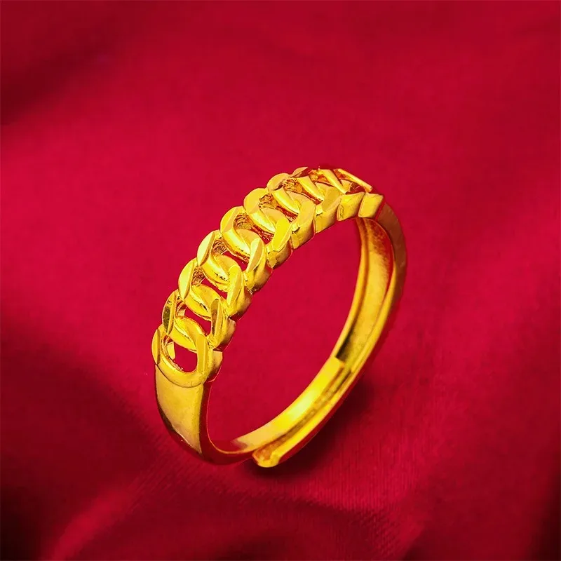 مجموعة سوار وخاتم ذهبي بحبل ملتوي ناعم على شكل كنز ذهبي للنساء مع سحر معصم رومانسي لفتح النقاء