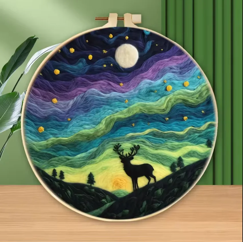 

GATYZTORY 20x20 пейзажная шерстяная роспись для валяния для взрослых игла вышивка картина шерсть DIY ремесла рамка домашний декор