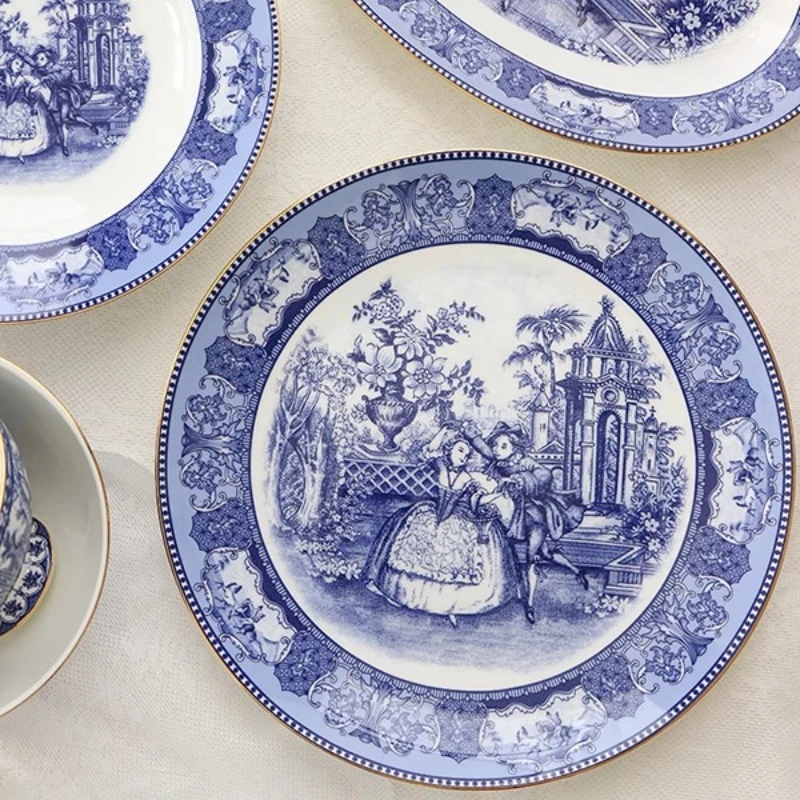 European Bone Dinnerware Embossed Porcelain Tableware Luxury MicrowaveSafe Plates & Soup for Formal Dinner Elegant Dining