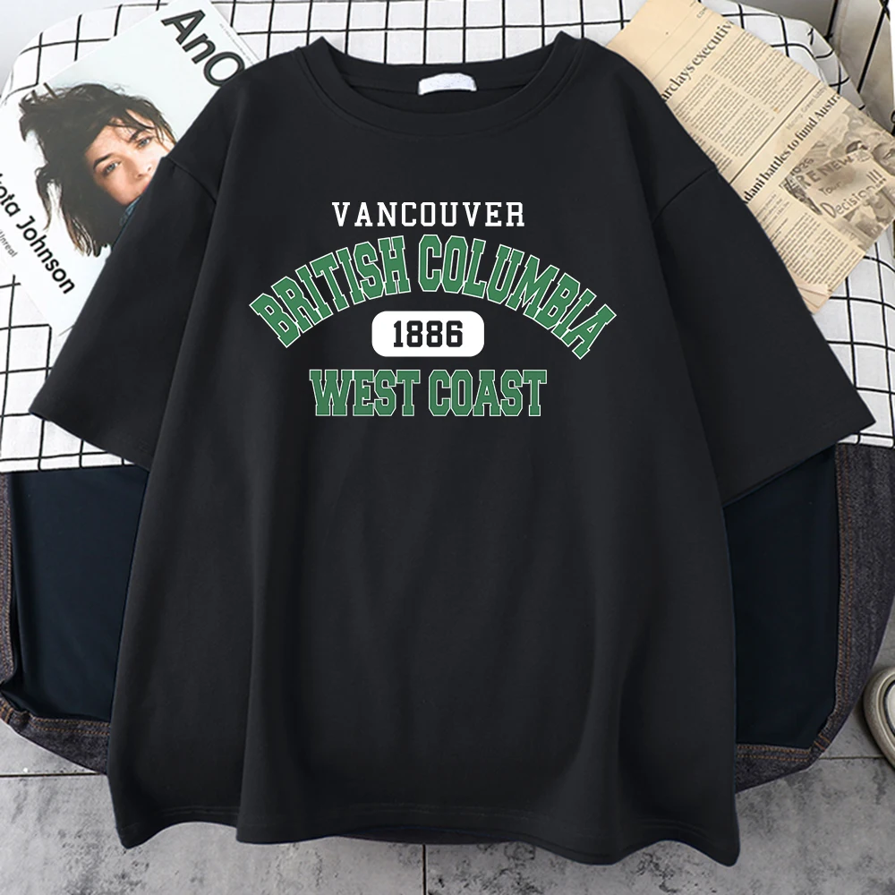 Vancouver British Columbia 1888 West Coast Cotton T-Shirts Creativity Street Clothes Trend Soft Tshirts Individual Man T-Shirt